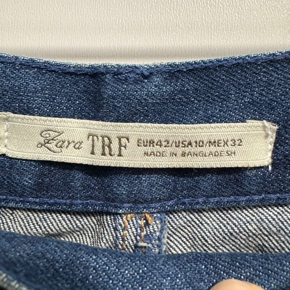 Zara Distressed Asymmetrical Waist Denim Mini Skirt Blue - Picture 5 of 10